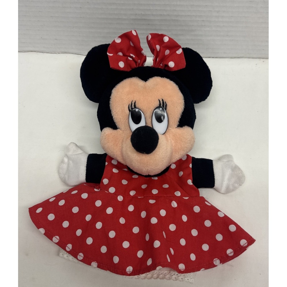 Disney Land Minnie Mouse Hand Puppet By Mattel 11" Vintage 1993 polka dot dress